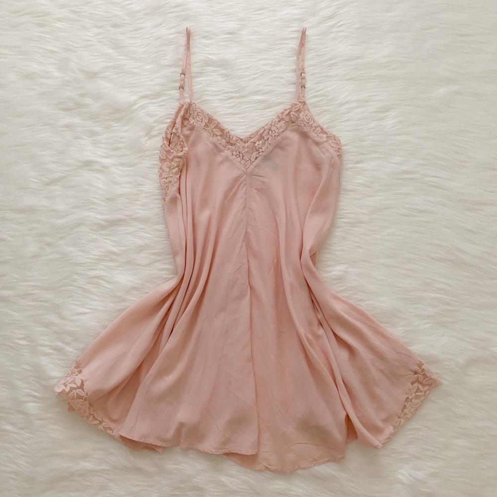 Forever 21 Pink Lace Trim Slip Dress